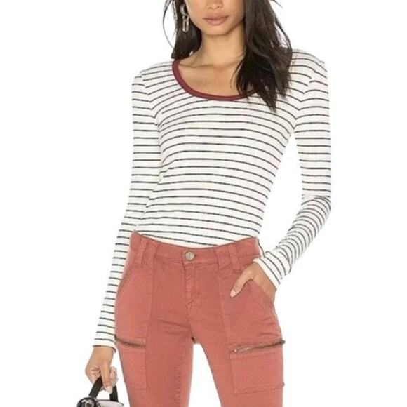 Joie Tops - Joie Tayanita long sleeve scoop neck striped ribbed top woman's size small